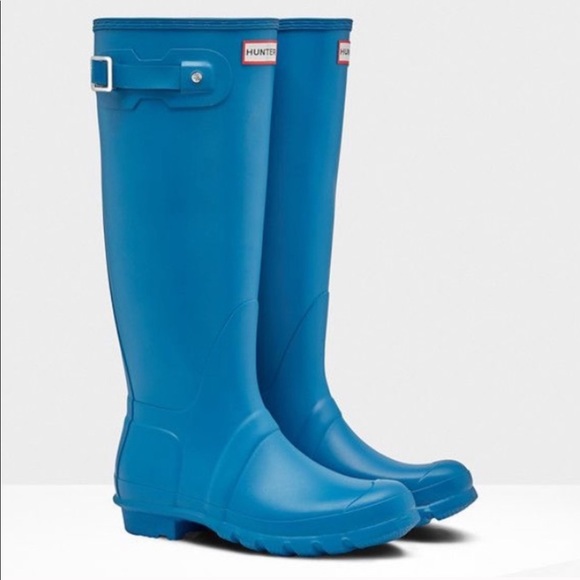 Brand new hunter original tall matte rain boots in ocean blue - Picture 4 of 4